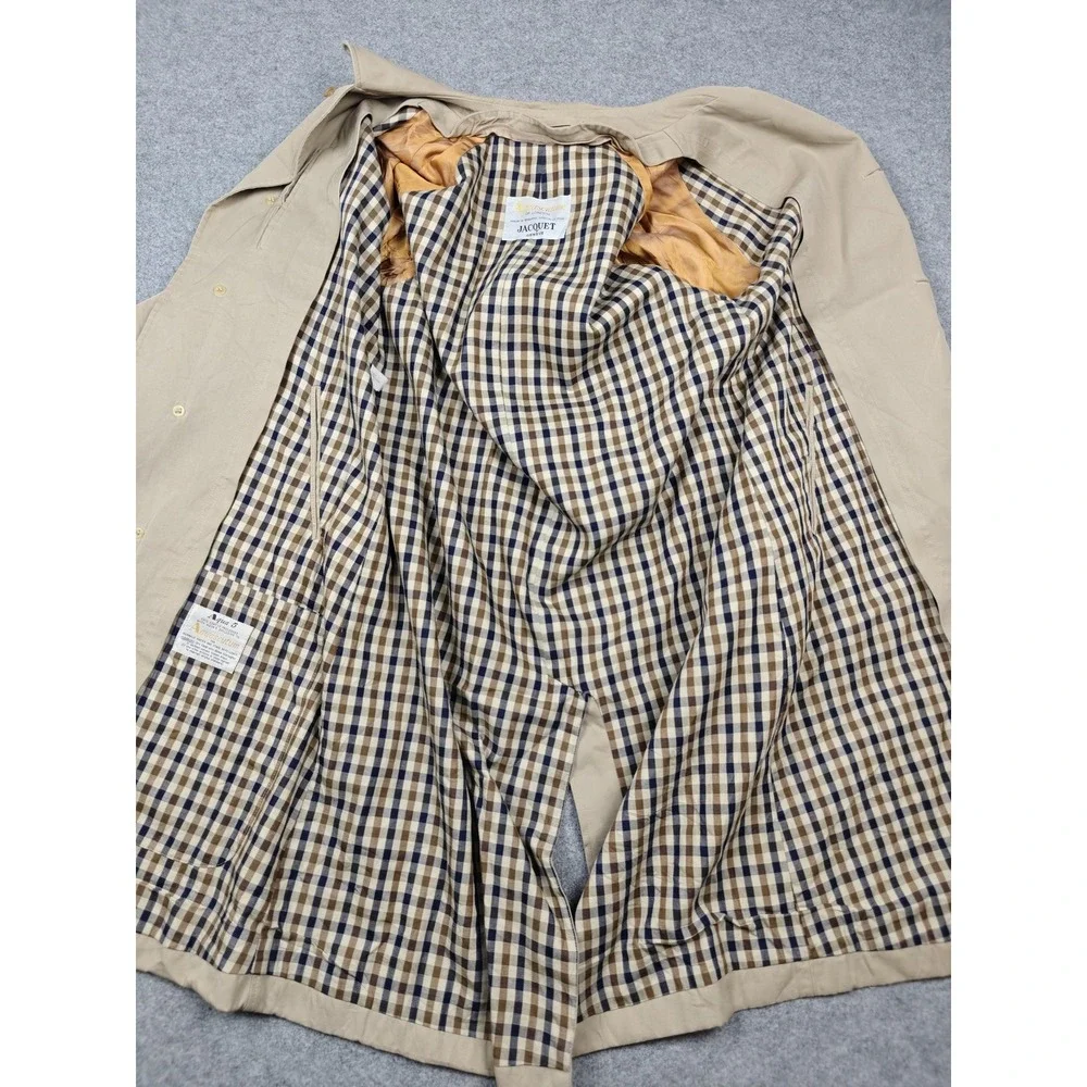 Vintage Aquascutum Coat Mens Medium Beige Cotton Aqua 5 Rain Trench Check